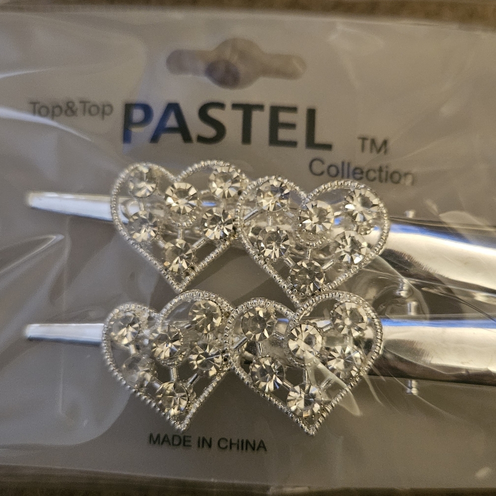 Pastels Gold Heart Hair Clips